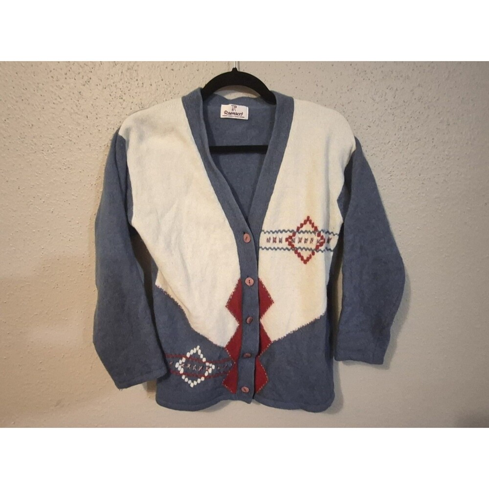 VTG Ramacci Sweater Wool S Geometric Fair Embroidered 80's